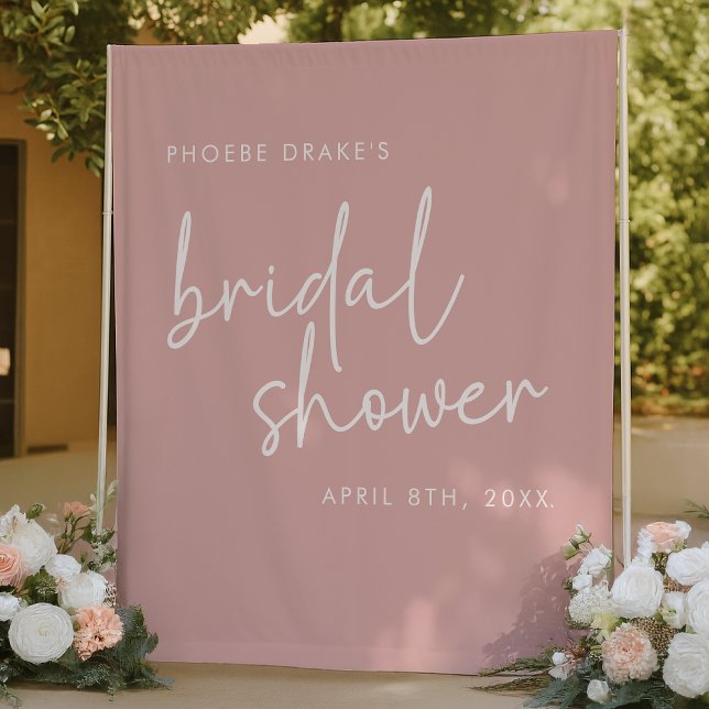 Dusty Pink Minimal Script Bridal Shower Backdrop (Creator Uploaded)