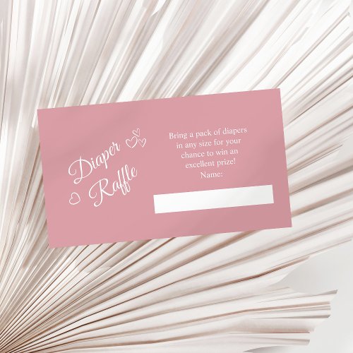 Dusty Pink Minimalist Baby Shower Diaper Raffle Enclosure Card