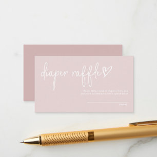 Dusty Pink Minimalist Baby Shower Diaper Raffle Enclosure Card