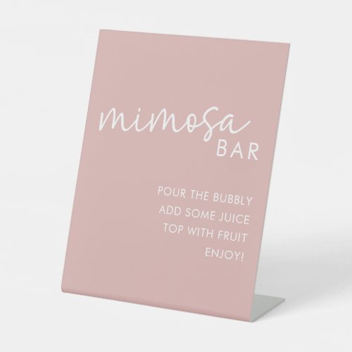 Dusty Pink Minimalist Bridal Shower Mimosa Bar Pedestal Sign