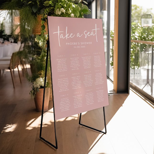 Dusty Pink Minimalist Bridal Shower Seating Chart Foam Board (Creator Uploaded)