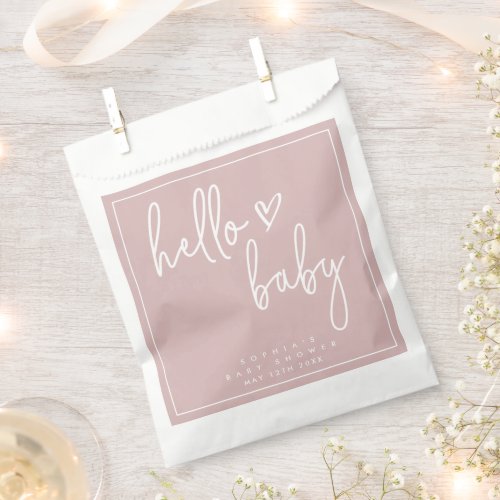 Dusty Pink Minimalist Modern Boho Baby Shower Favor Bag