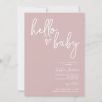 Dusty Pink Minimalist Modern Boho Baby Shower Invitation