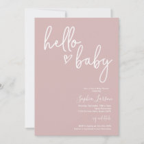 Dusty Pink Minimalist Modern Boho Baby Shower Invitation