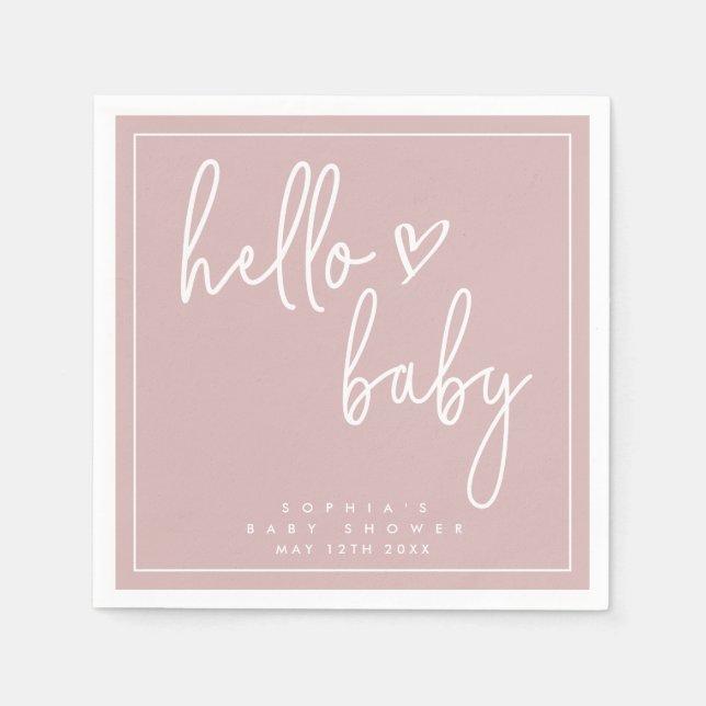 Dusty Pink Minimalist Modern Boho Baby Shower Napkins (Front)