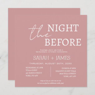Dusty Pink Minimalist Rehearsal Dinner Wedding Invitation