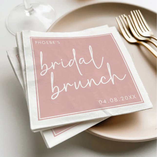 Dusty Pink Minimalist Script Bridal Brunch Napkins (Creator Uploaded)
