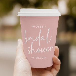 Dusty Pink Minimalist Script Bridal Shower Paper Cups