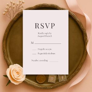 Dusty Pink Minimalist Wedding RSVP  Card