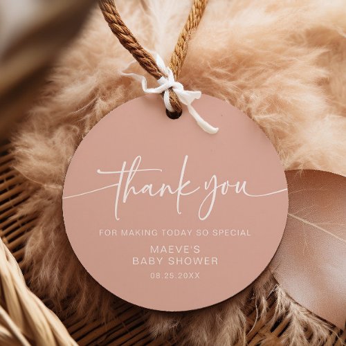 Dusty Pink Modern Baby Shower Favor Tags Simple