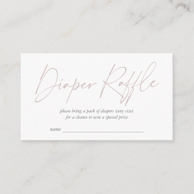 Dusty Pink Modern Handwritten Diaper Raffle Enclosure Card (Front)