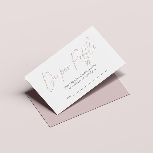 Dusty Pink Modern Handwritten Diaper Raffle Enclosure Card