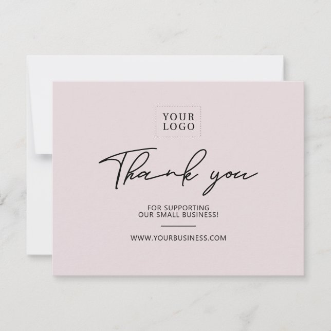 Dusty Pink Modern Lettering Business Thank You Card (Front)