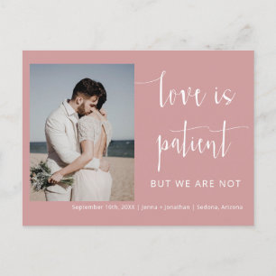 Dusty Pink Modern Minimal Script Photo Elopement Postcard