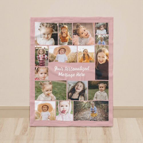 Dusty Pink Modern Personalized 16 Photo Collage