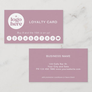 Dusty Pink Modern Professional Logo Loyalty Card