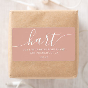 Dusty Pink Modern Script Return Address Label