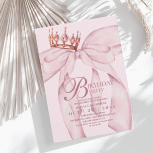 Dusty Pink Modern & Trendy Bow Birthday Party Invitation