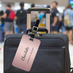 Dusty pink monogram name luggage tag<br><div class="desc">A blush pink,  dusty rose background.  Personalize and add a name,  your monogram initials. Your contact information on the back.</div>
