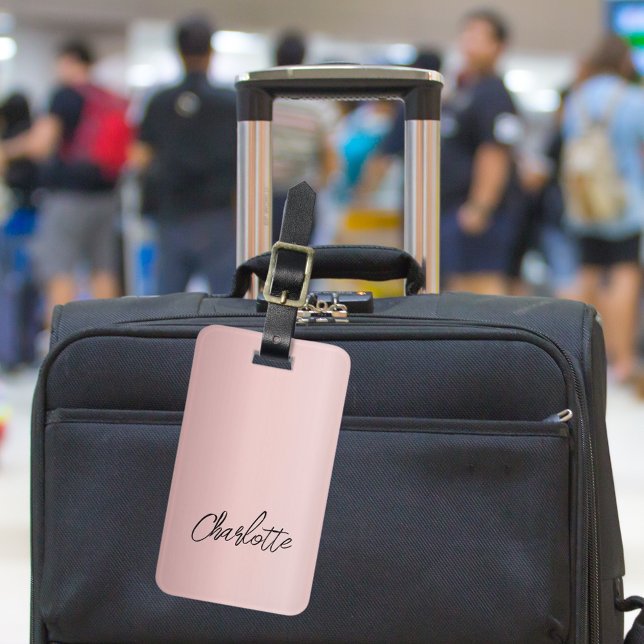 Dusty pink name script luggage tag (Creator Uploaded)