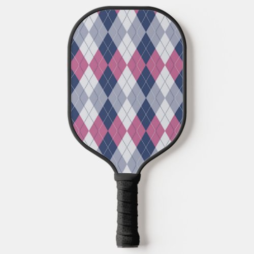 Dusty Pink  Navy Blue Slate Argyle Pickleball Paddle