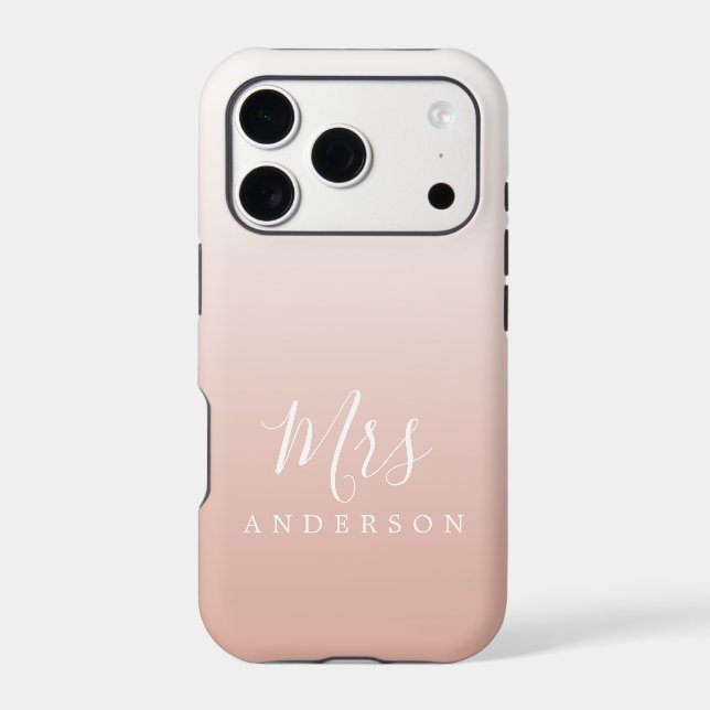 Dusty Pink Ombre Script Future Mrs Name Case-Mate iPhone Case (Back)