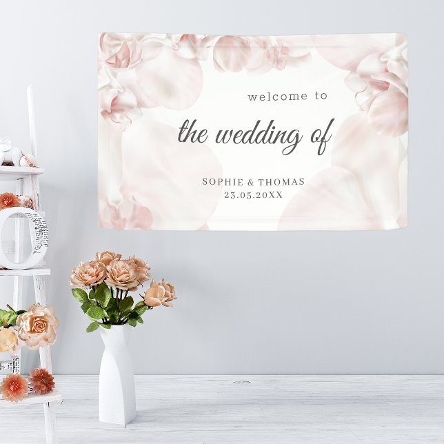 Dusty pink orchid watercolor wedding banner (Creator Uploaded)
