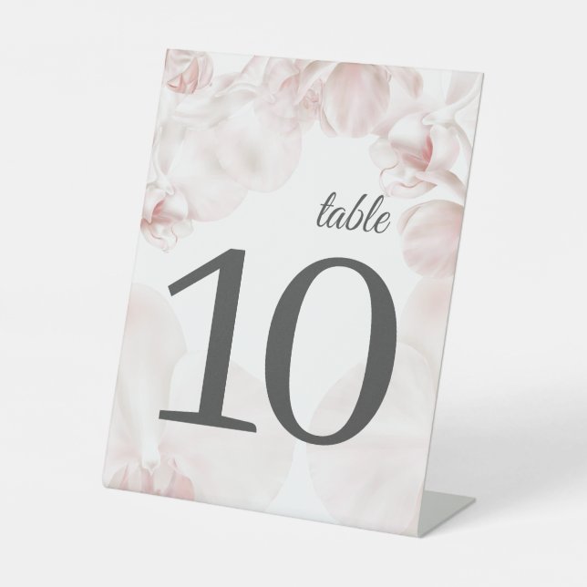 Dusty pink orchid watercolor wedding details pedestal sign (Front)