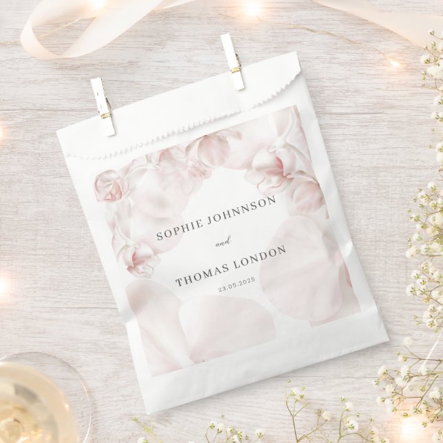 Dusty pink orchid watercolor wedding favor bag (Clipped)