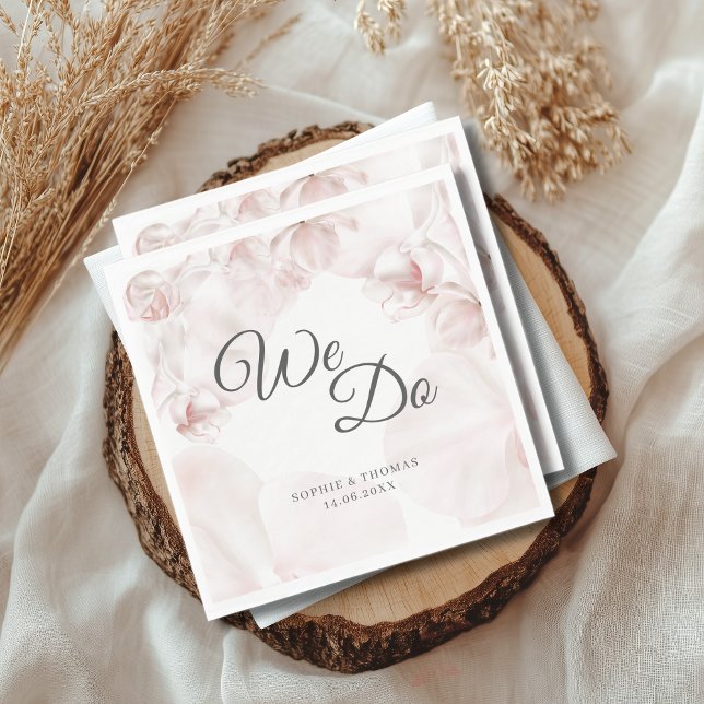 Dusty pink orchid watercolor wedding napkins (Creator Uploaded)