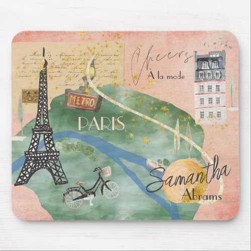 Dusty Pink Paree City Highlights Mouse Pad