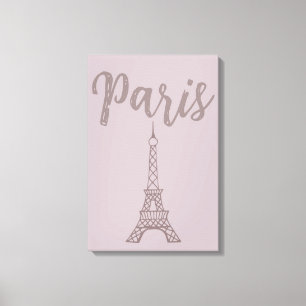 Dusty Pink Paris Eiffel Tower Canvas Wall Art 