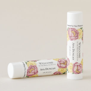 Dusty Pink Peonies and Lemon Bridal Shower Favor Lip Balm