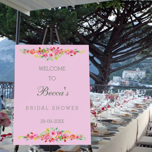 Dusty Pink Peony Bridal Shower Welcome  Foam Board