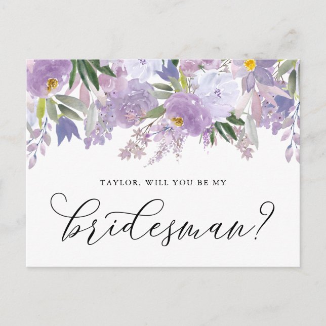 Dusty Pink Peony Will You Be My Bridesman Card (Front)