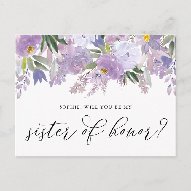 Dusty Pink Peony Will You Be My Sister of Honor Postcard (Front)
