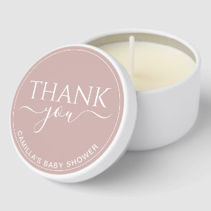 Dusty Pink Personalized Baby Shower Favor Candles