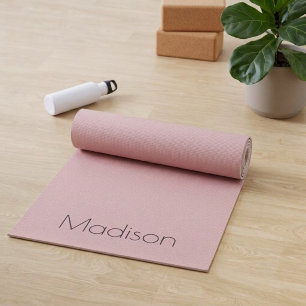 Dusty Pink Personalized Name Monogram   Custom Yoga Mat
