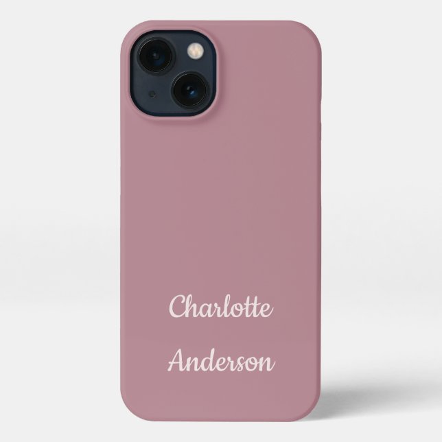 Dusty Pink Personalized Name Script iPhone Case (Back)