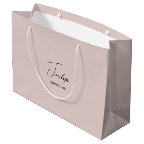 Dusty Pink Personalized Wedding Party Name Gift Large Gift Bag