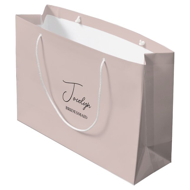 Dusty Pink Personalized Wedding Party Name Gift Large Gift Bag (Back Angled)