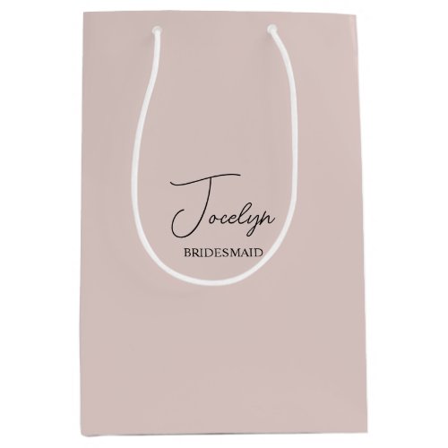 Dusty Pink Personalized Wedding Party Name Gift Medium Gift Bag