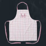 Dusty Pink Plaid Apron with Monogram & Name<br><div class="desc">Add a touch of elegance to everyday cooking and baking with this beautifully personalized pink plaid apron. Featuring a dusty pink and white plaid background, this feminine design is finished with your custom initial and name in a graceful fancy script font—creating a timeless, sophisticated look that feels both stylish and...</div>
