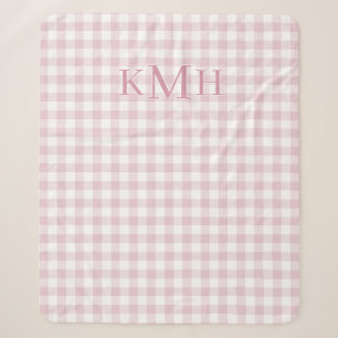 Dusty Pink Plaid Country Monogram Sherpa Blanket