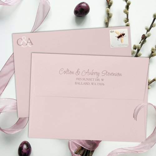 Dusty Pink Pre_addressed 5x7 Wedding Envelope