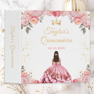 Dusty Pink Princess Quinceañera 3 Ring Binder