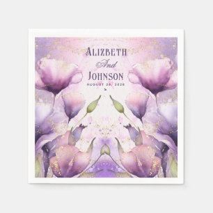 Dusty Pink & purple Country Rustic Roses Wedding  Napkins