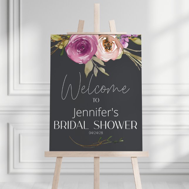 Dusty Pink Purple Floral Elegant Bridal Shower Poster (Creator Uploaded)