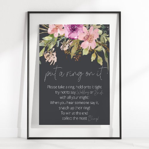 Dusty Pink Purple Floral Put A Ring On It Game Poster