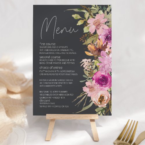 Dusty Pink Purple Floral Romantic Wedding Menu